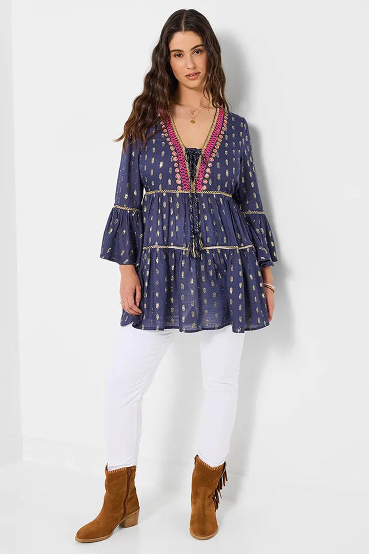 Joe Browns WG740A Festival Vibes Navy Beaded Tunic