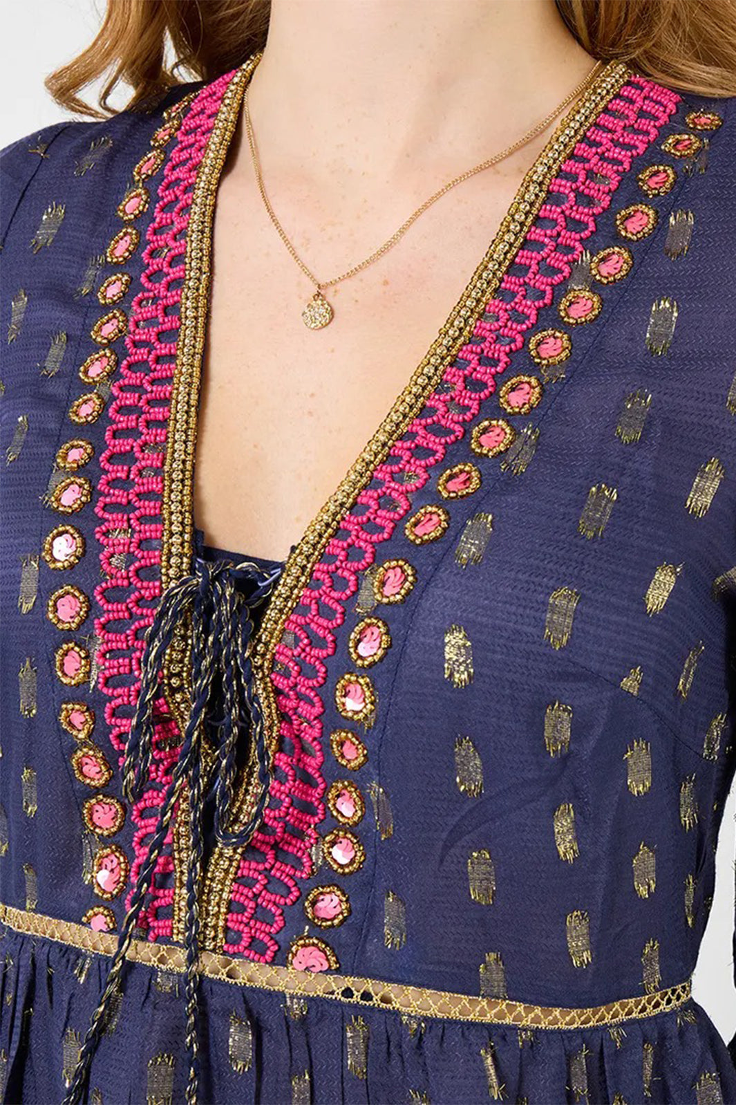 Joe Browns WG740A Festival Vibes Navy Beaded Tunic