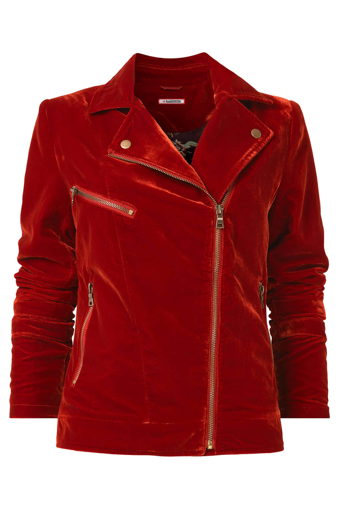 Joe Browns WJ605 Rust Red Wonderfully Velour Biker Style Jacket - Experience Boutique