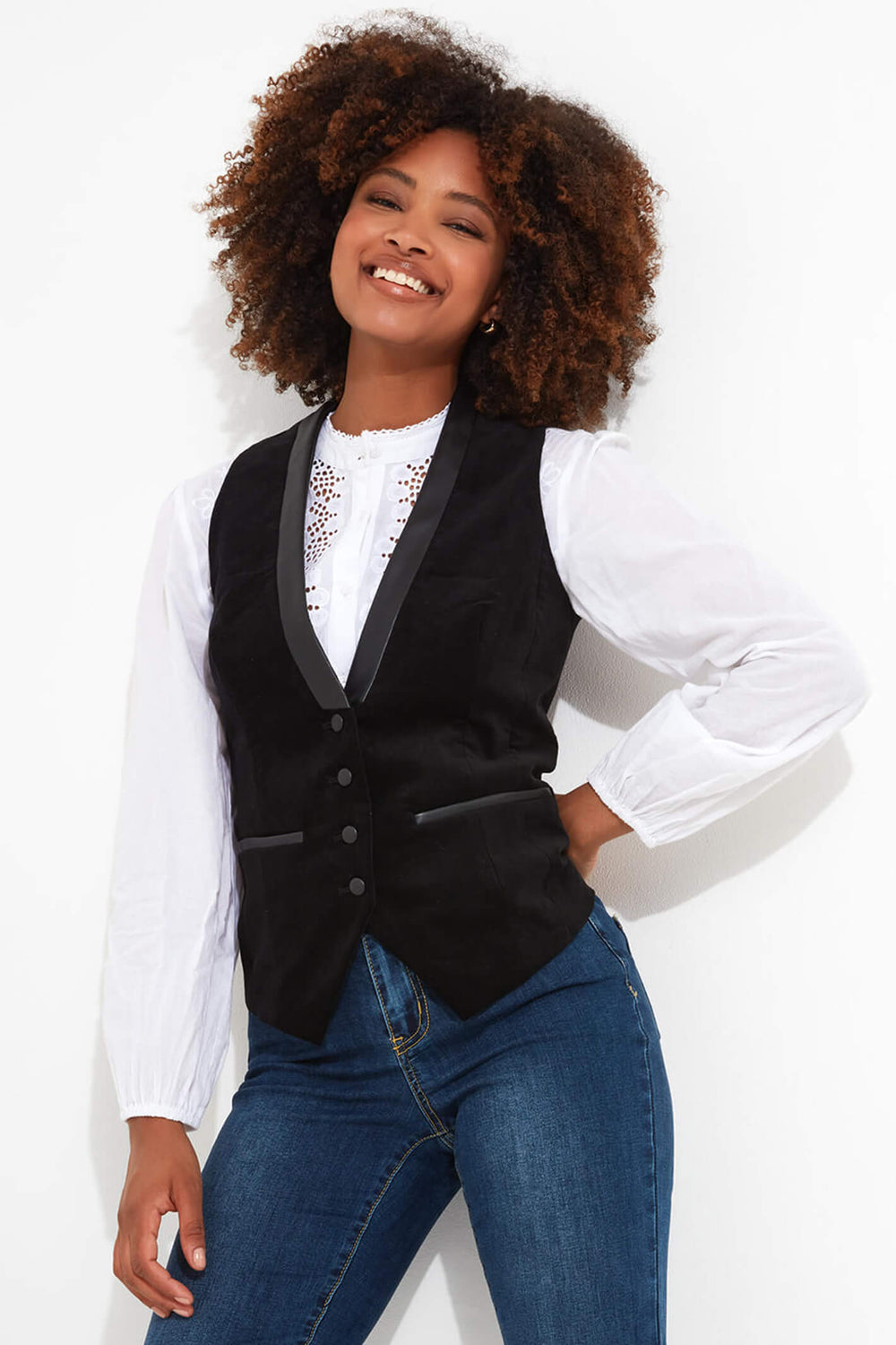 Joe Browns WJ614A Black Very Velvet Waistcoat - Experience Boutique