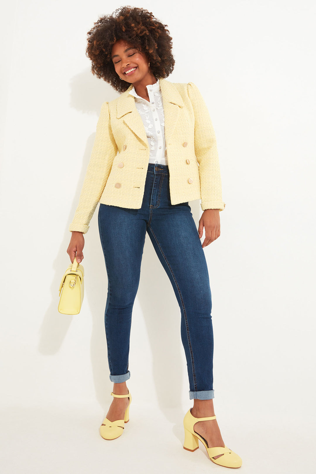 Joe Browns WJ633A Yellow Ray Of Sunshine Retro Blazer - Experience Boutique