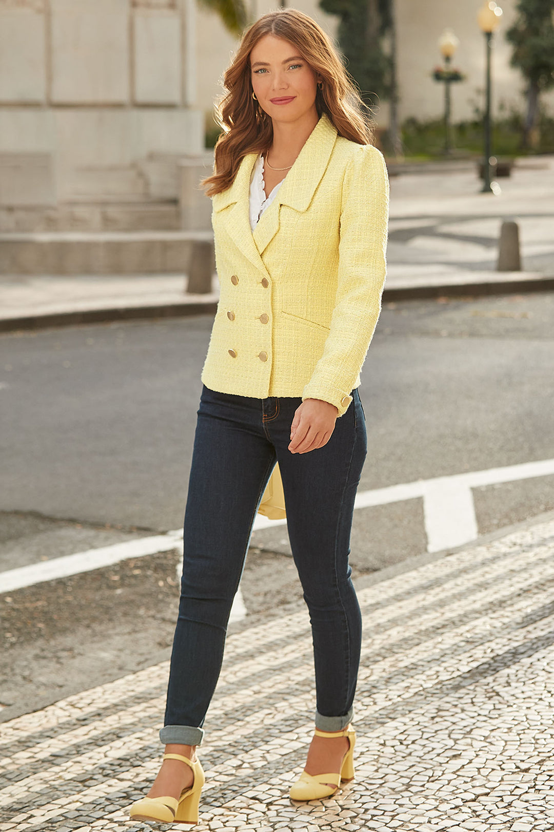 Joe Browns WJ633A Yellow Ray Of Sunshine Retro Blazer - Experience Boutique