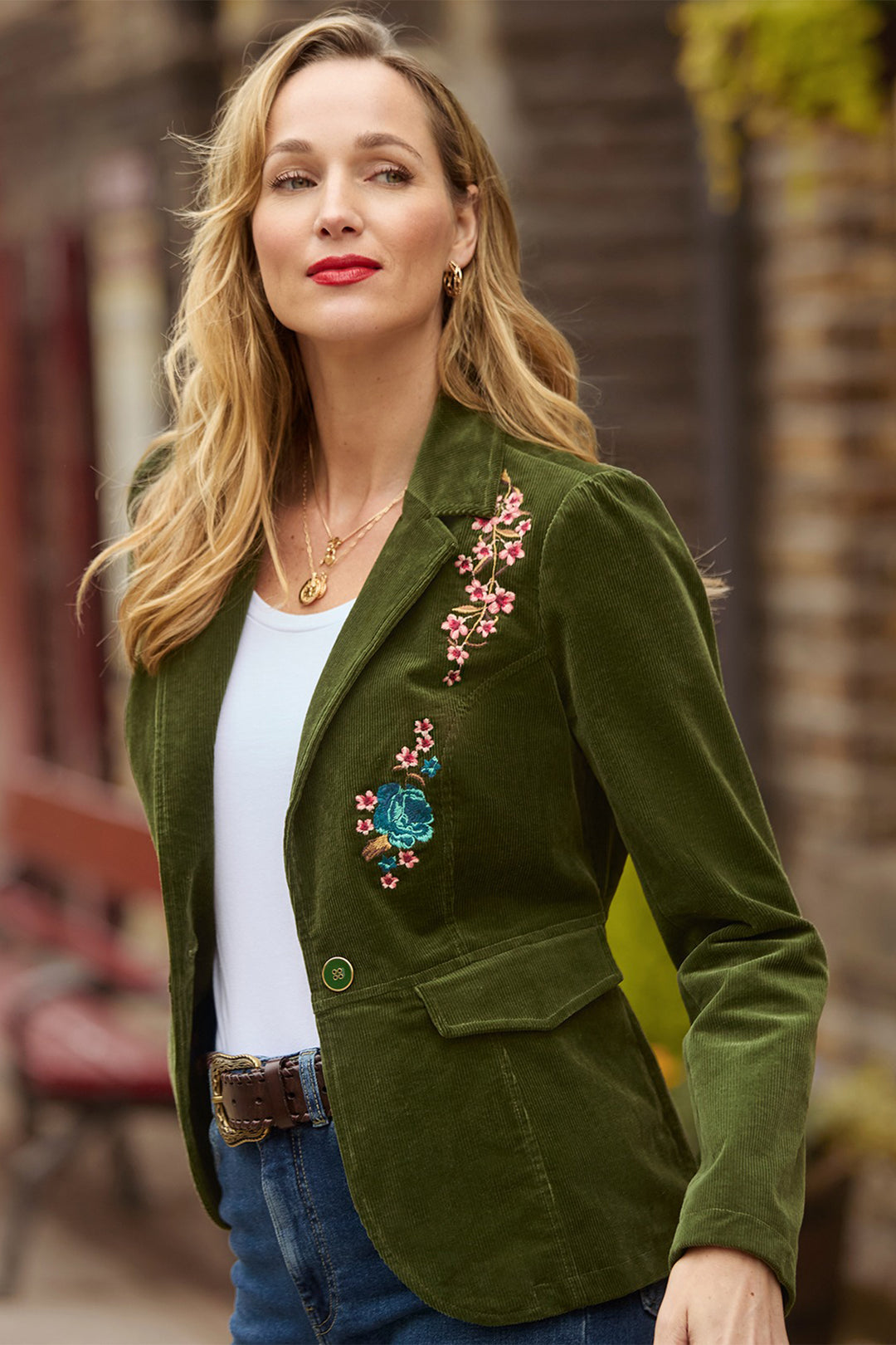 Joe Browns WJ740A Green Emily Embroidered Cord Jacket
