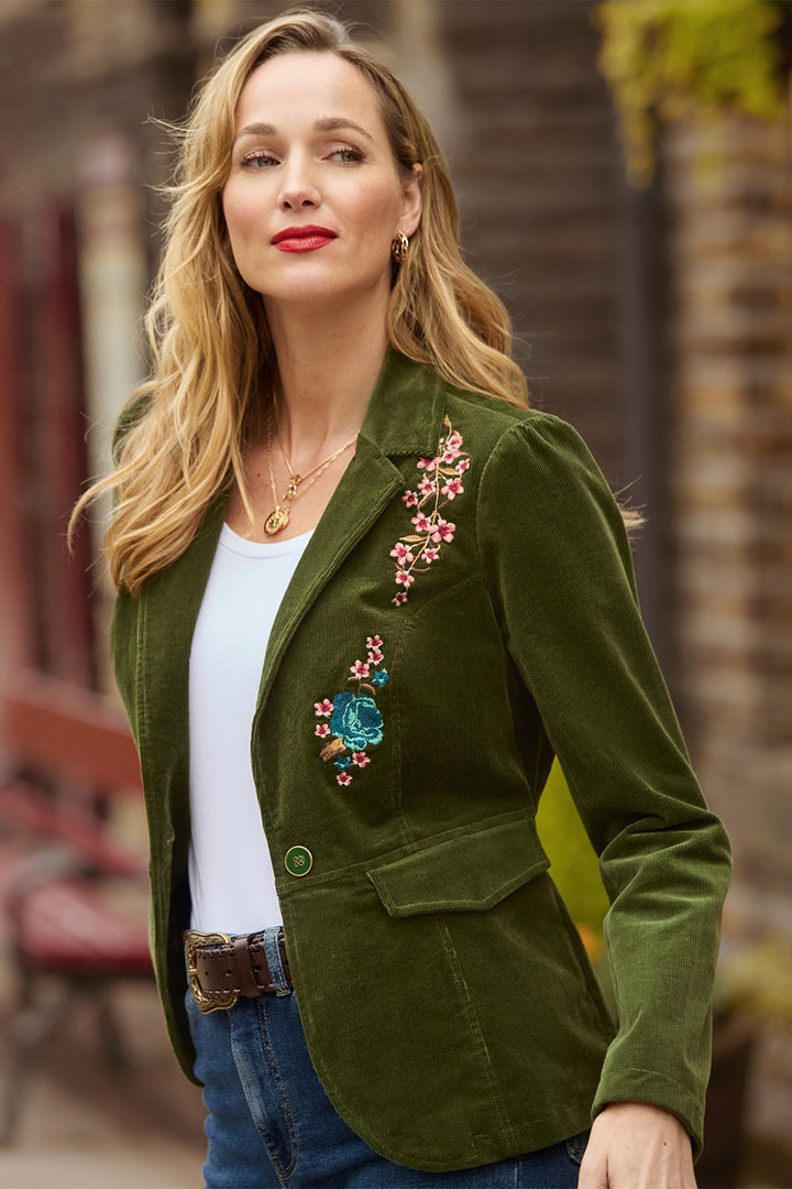 Joe Browns WJ740A Green Emily Embroidered Cord Jacket