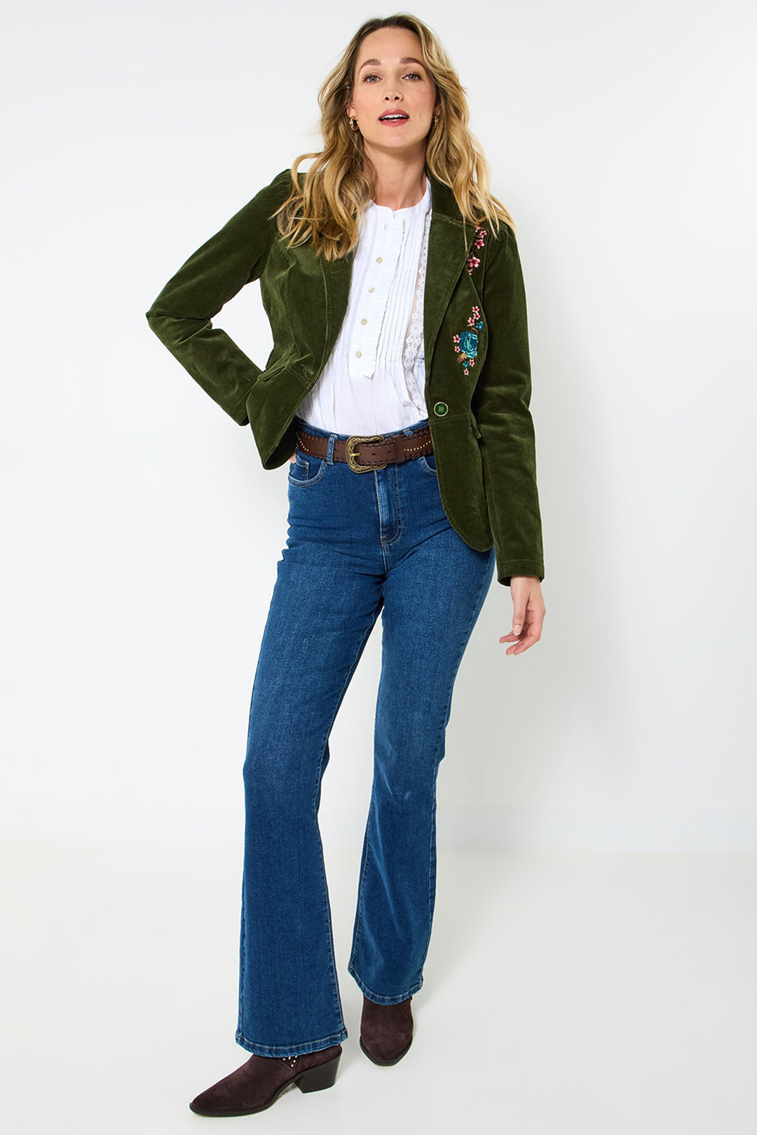 Joe Browns WJ740A Green Emily Embroidered Cord Jacket