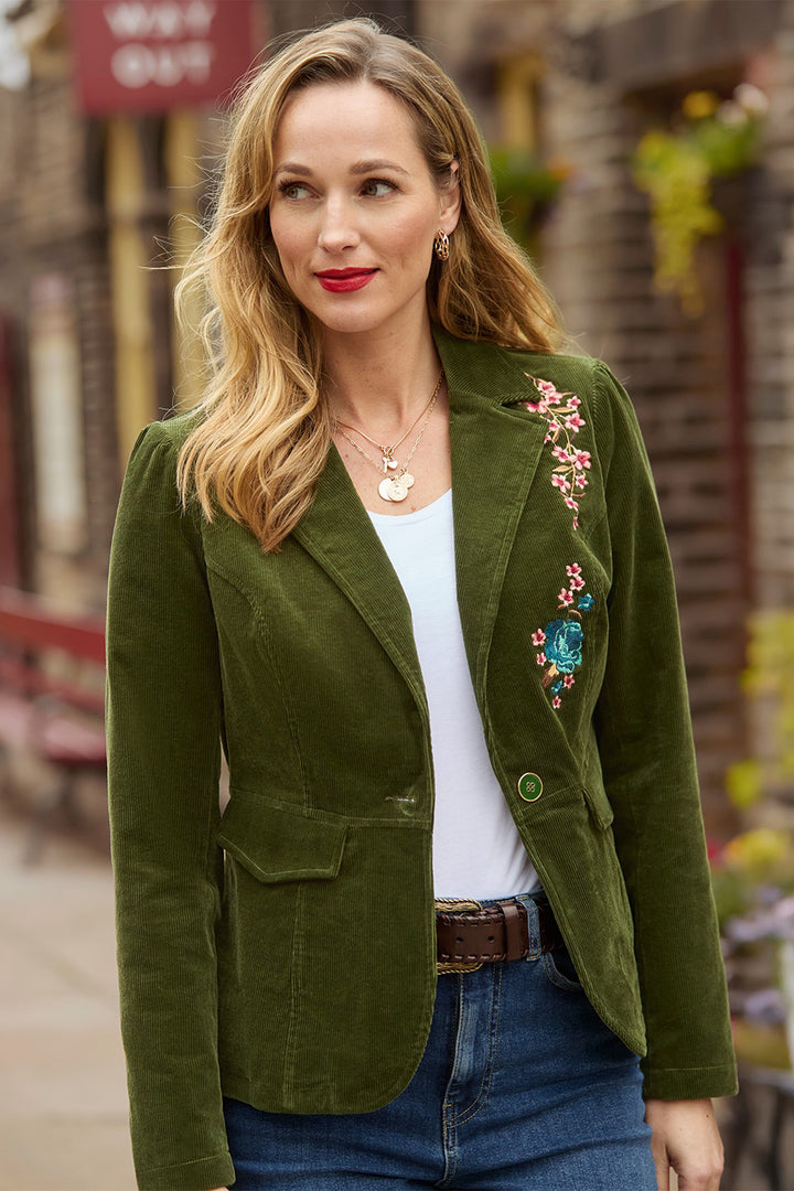 Joe Browns WJ740A Green Emily Embroidered Cord Jacket