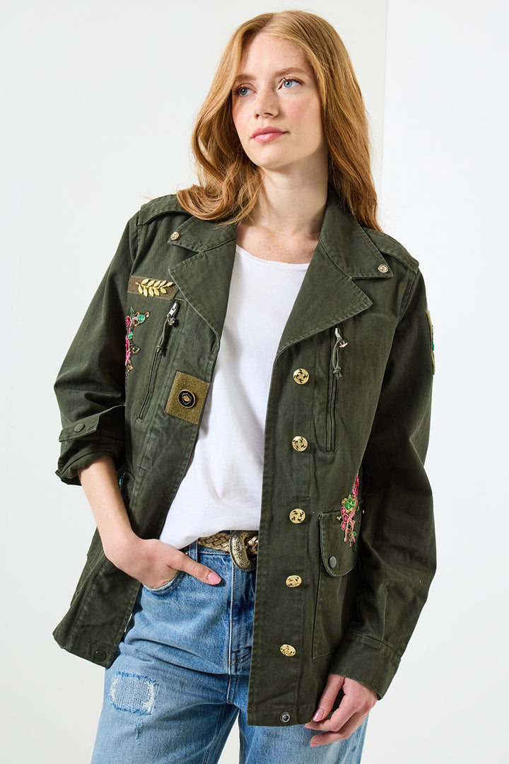 Joe Browns WJ742A Khaki Astrid Embellished Utility Jacket