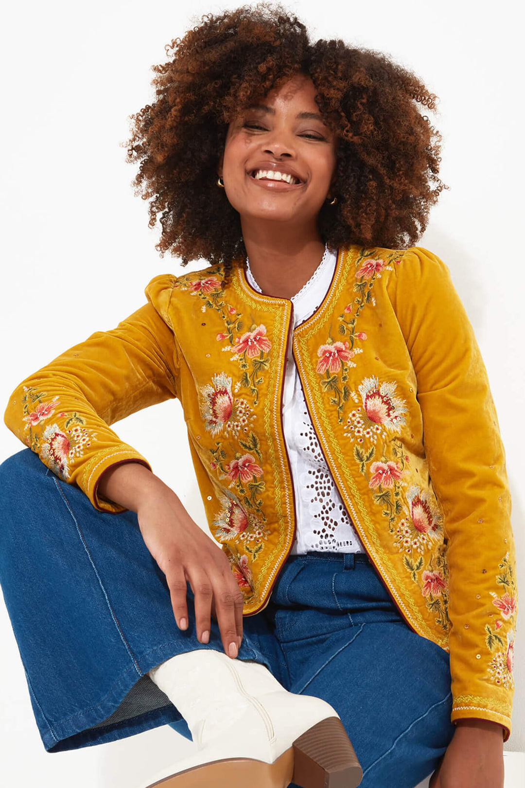 Joe Browns WK616 Yellow Elegantly Embroidered Boutique Jacket - Experience Boutique