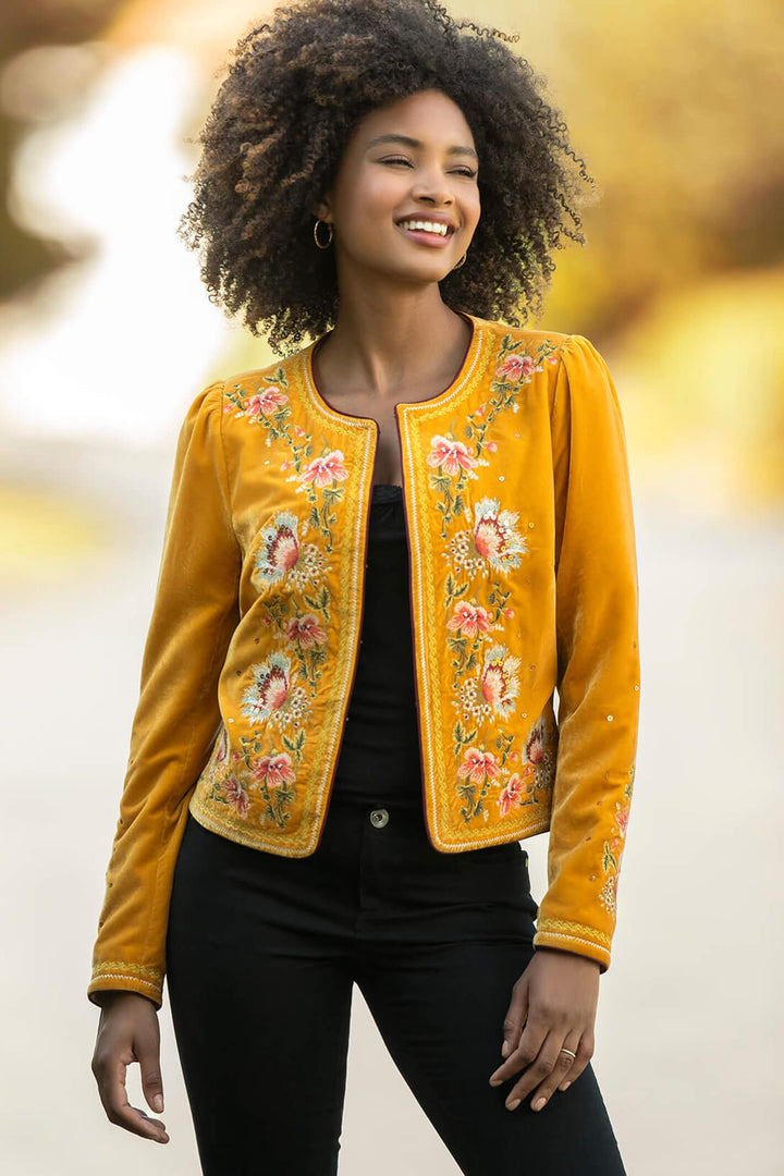 Joe Browns WK616 Yellow Elegantly Embroidered Boutique Jacket - Experience Boutique
