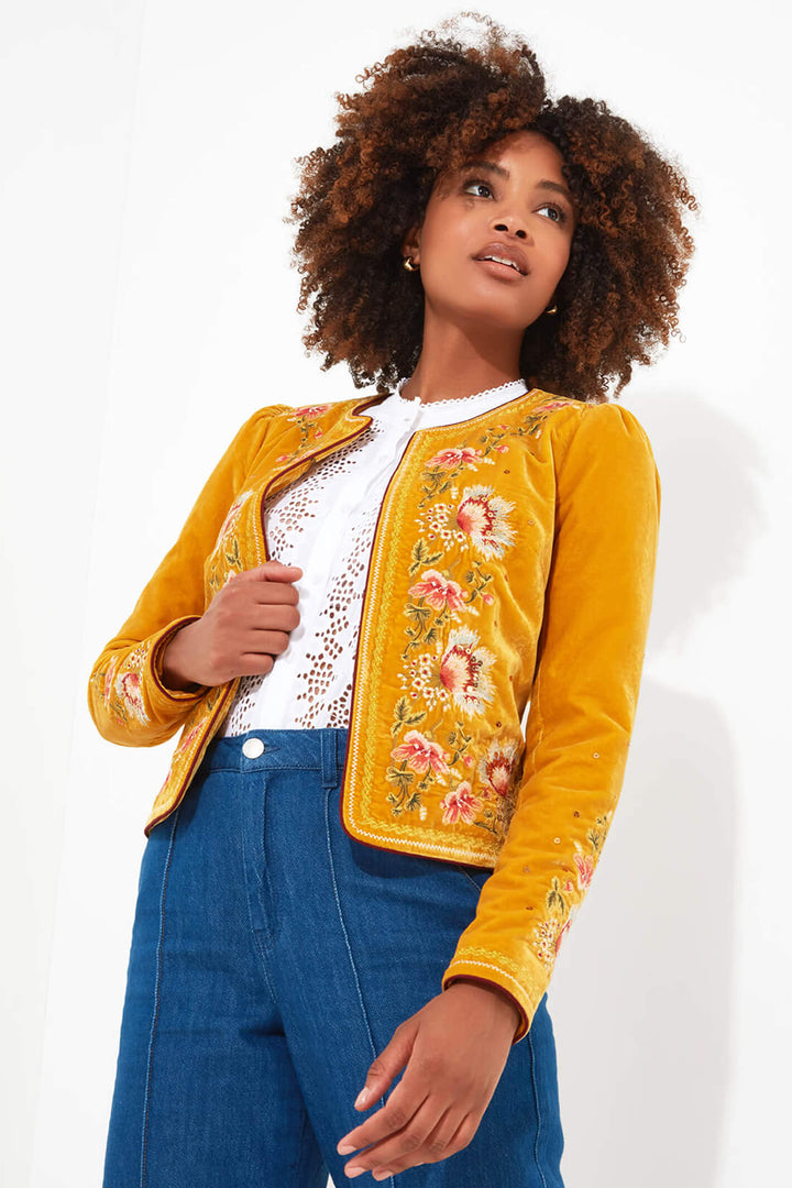 Joe Browns WK616 Yellow Elegantly Embroidered Boutique Jacket - Experience Boutique