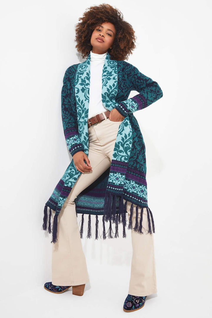 Joe Browns WK661A Teal Fancy Tassel Cardigan - Experience Boutique