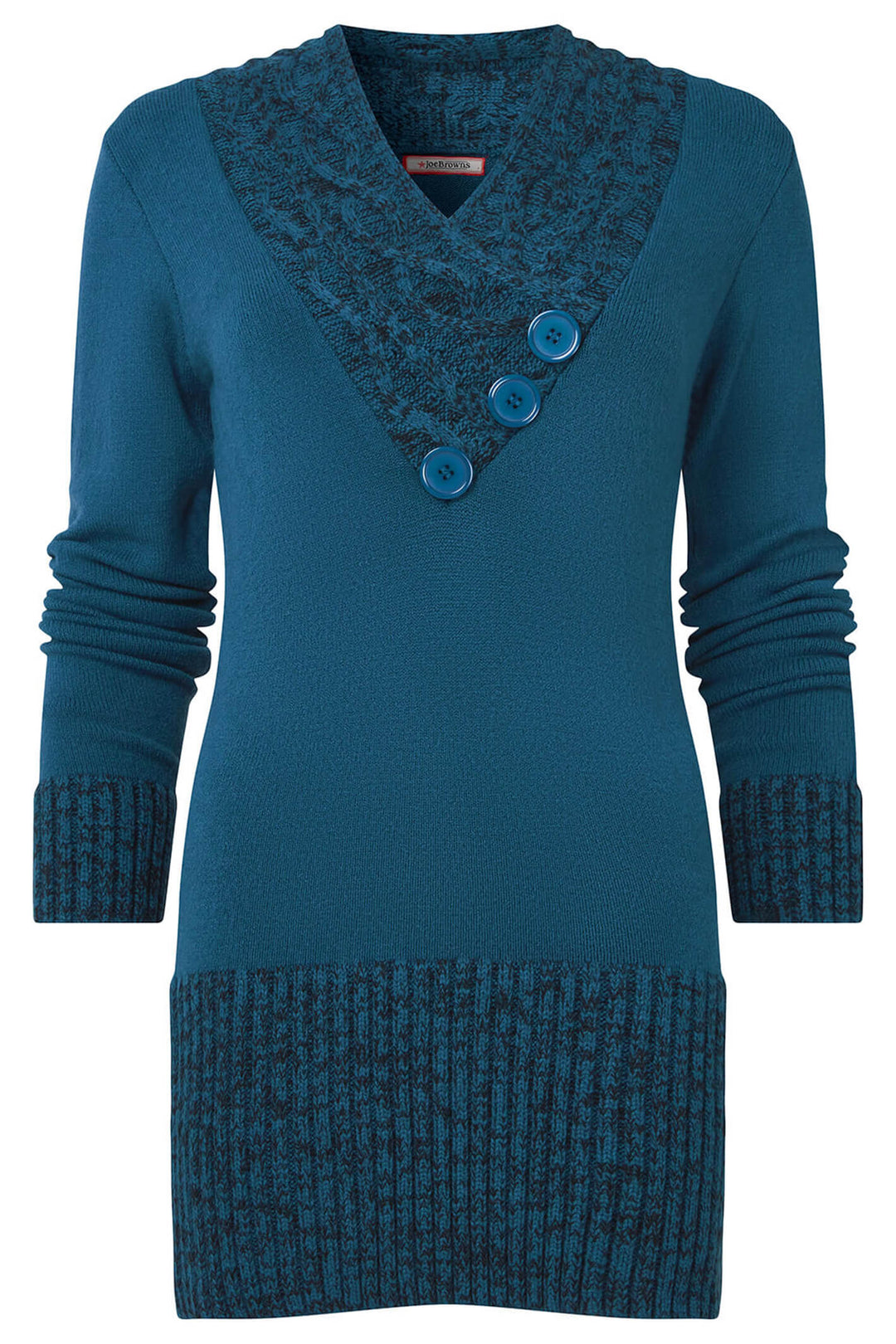 Joe Browns WK681 Teal Curiously Cosy Knit Tunic Jumper - Experience Boutique