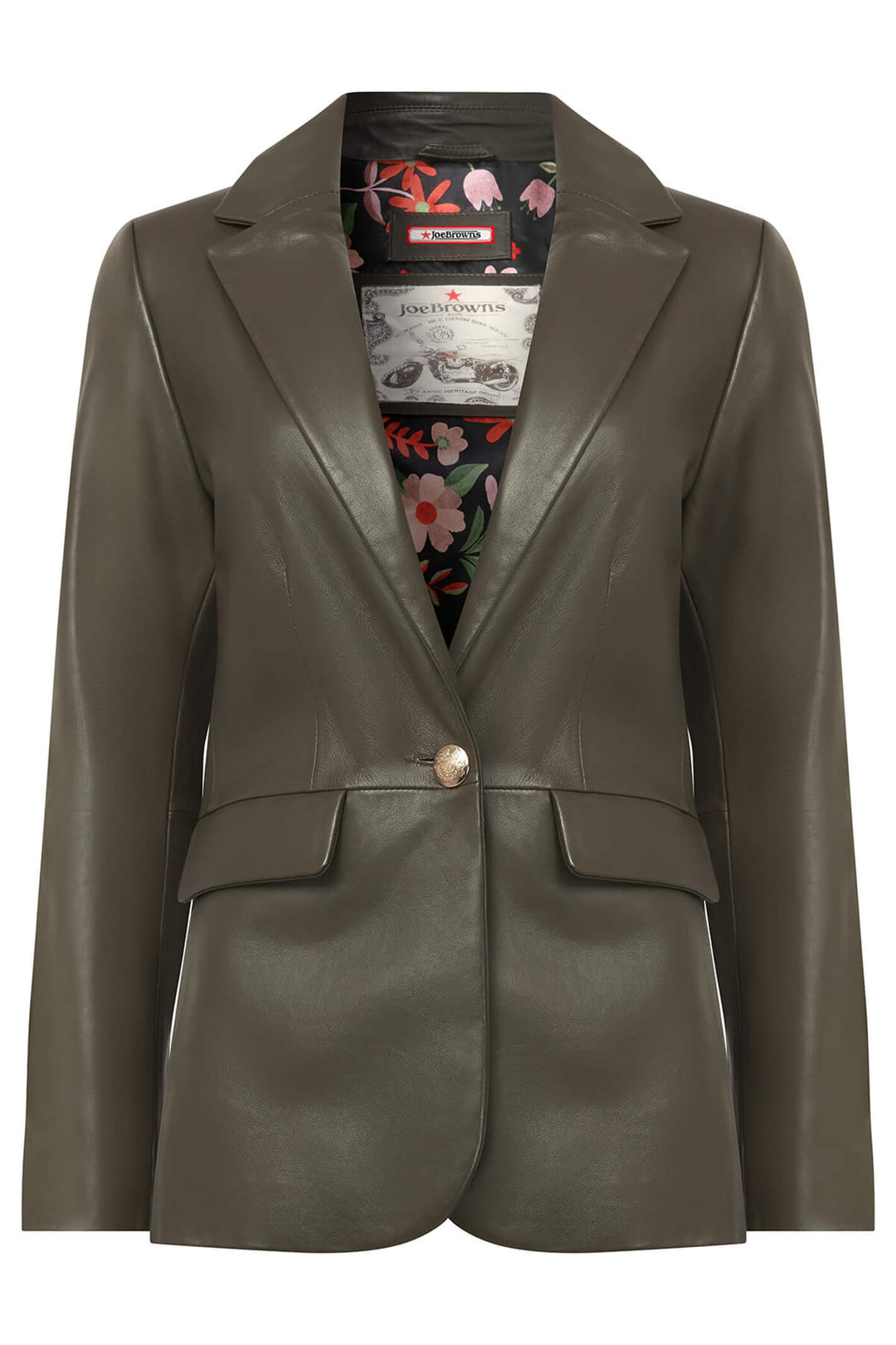 Joe Browns WL059 Olive Green Lavish Leather Blazer - Experience Boutique