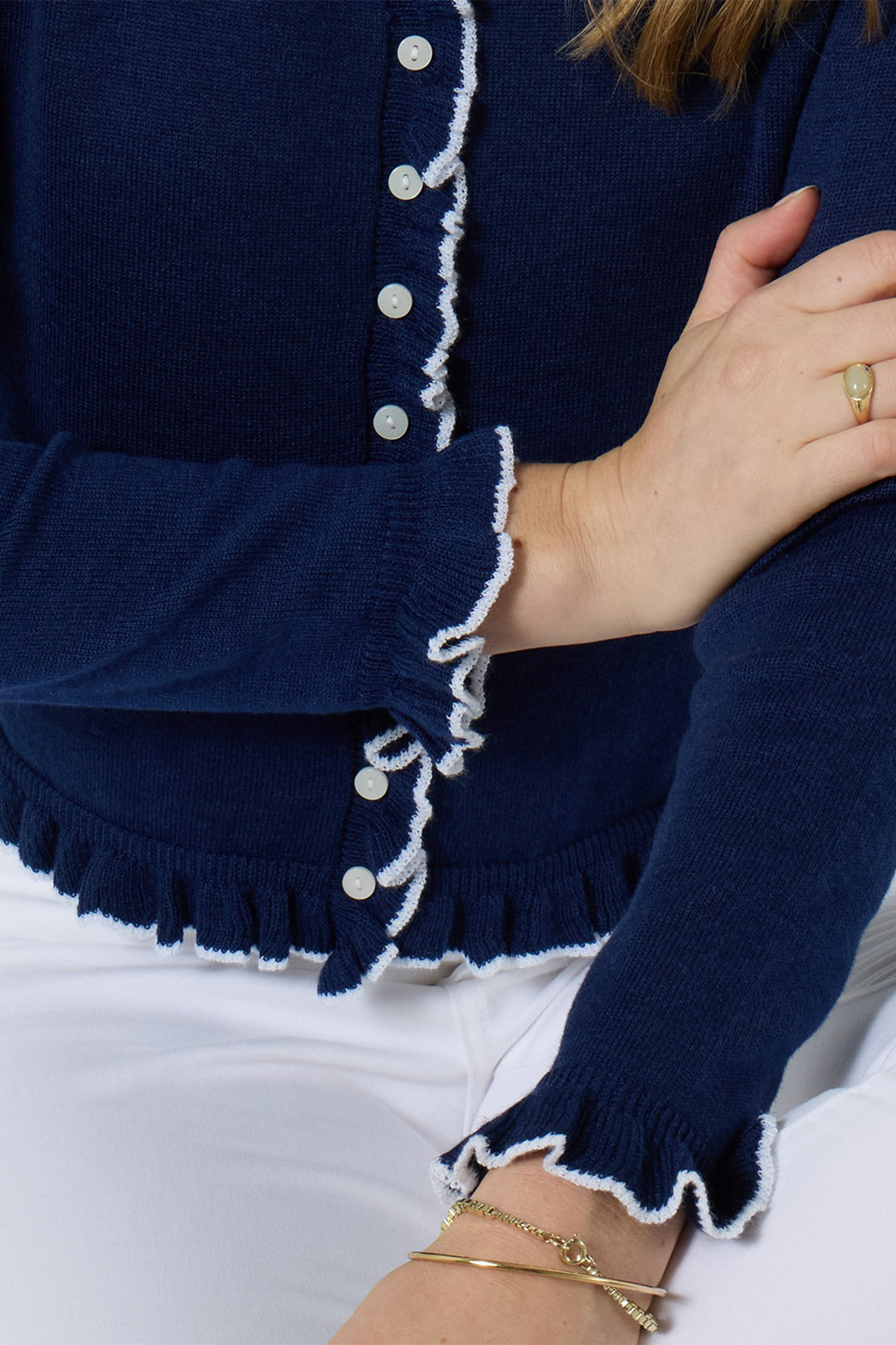 Joe Browns WN002A Navy Penelope Frill Cardigan