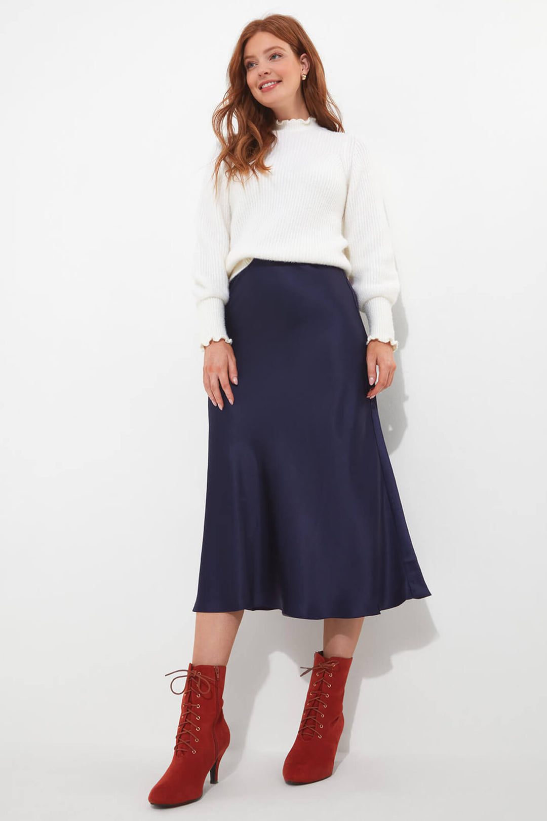 Joe Browns WS388 Midnight Midi Satin Skirt - Experience Boutique