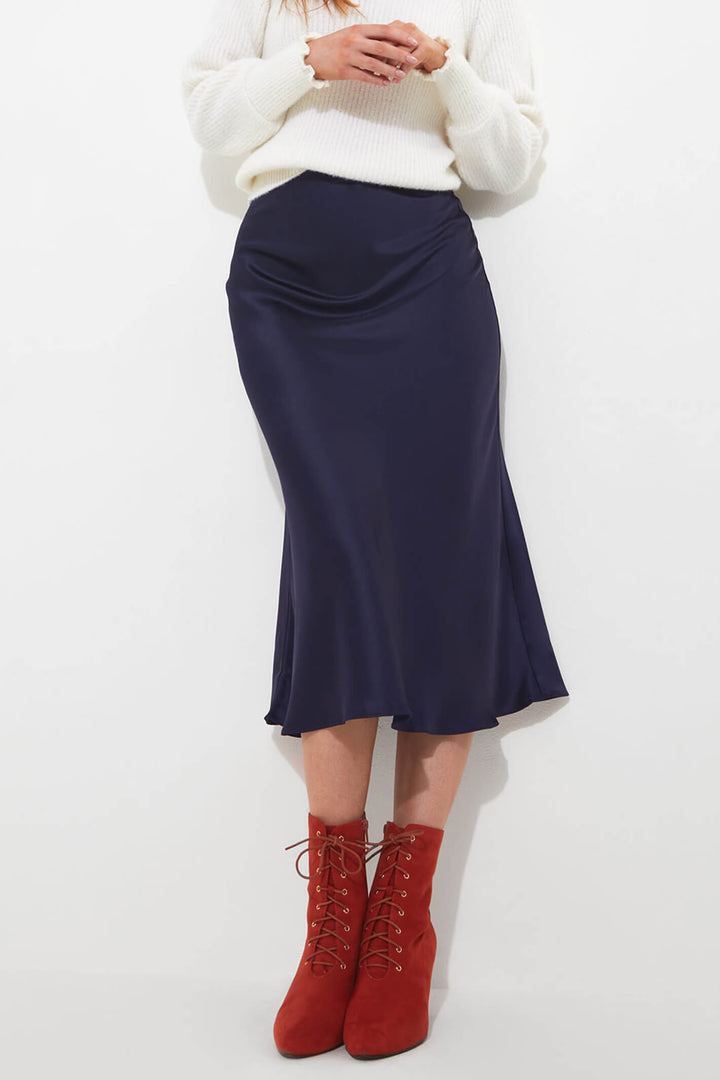 Joe Browns WS388 Midnight Midi Satin Skirt - Experience Boutique
