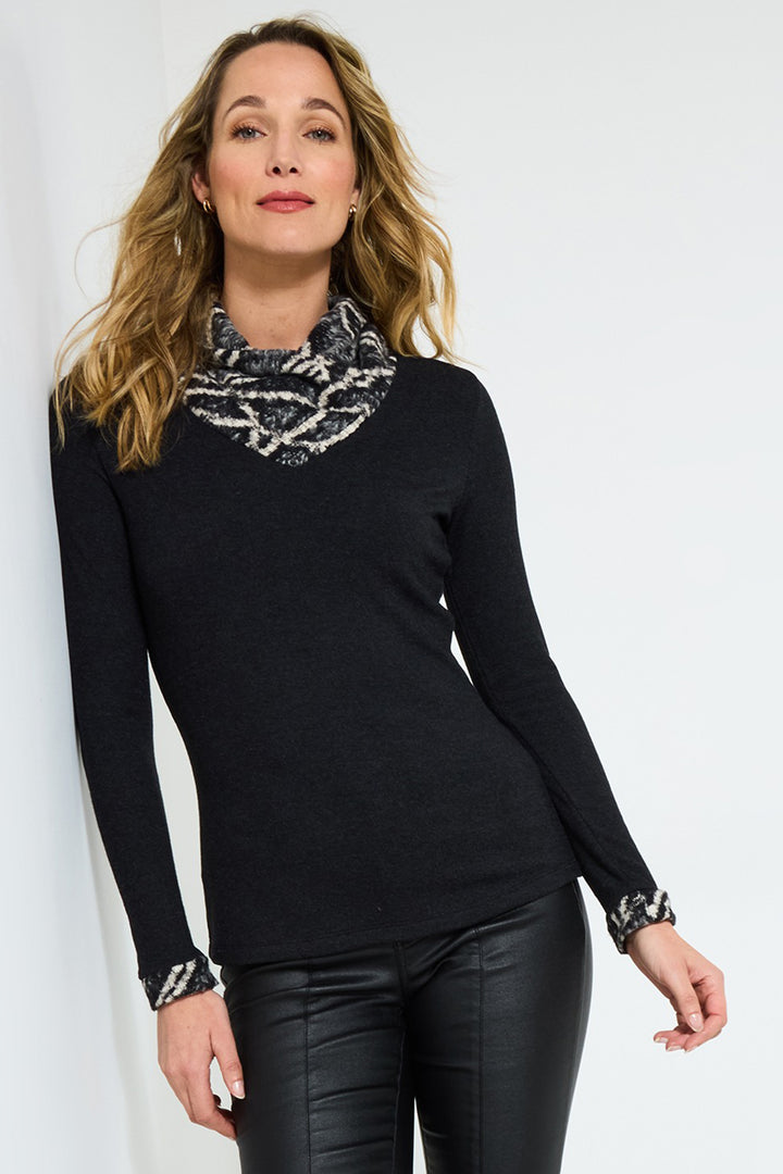 Joe Browns WU247A Black Super Soft Cowl Neck Top