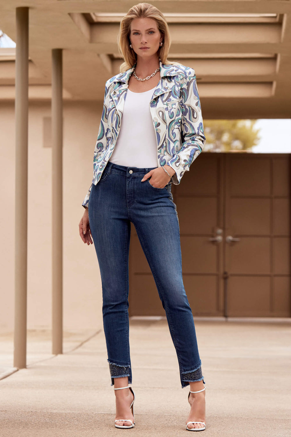 Joseph Ribkoff 231951 Vanilla Printed Jacket - Experience Boutique