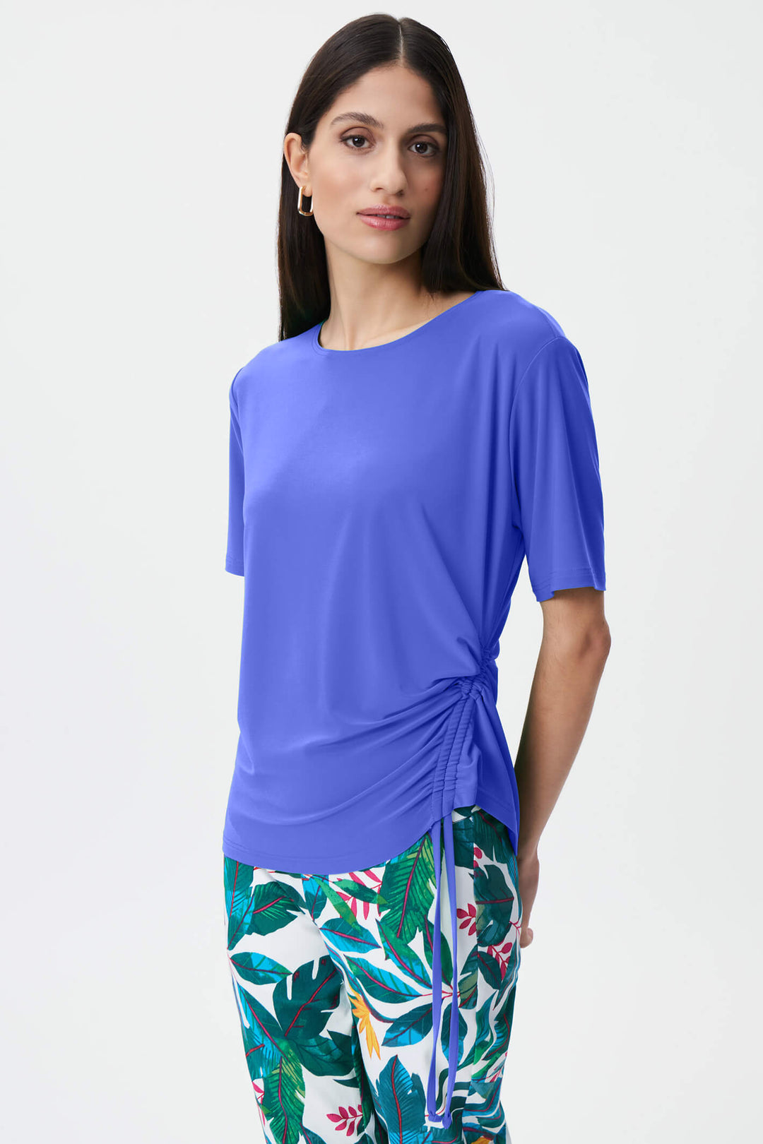Joseph Ribkoff 232030 Iris Blue Ruche Detail Top - Experience Boutique