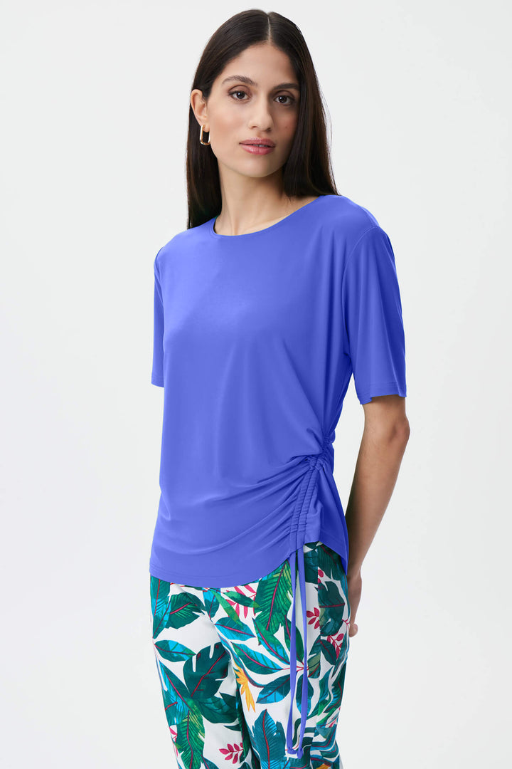 Joseph Ribkoff 232030 Iris Blue Ruche Detail Top - Experience Boutique