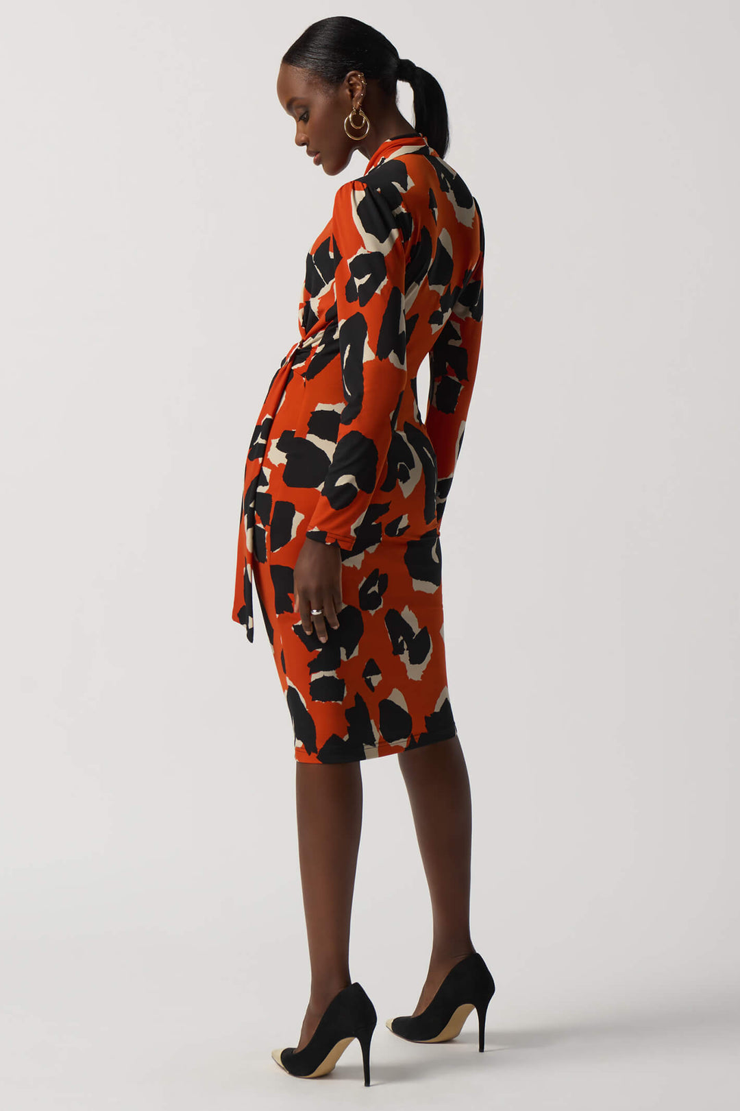 joseph ribkoff orange dress Joseph Ribkoff Pink/Multi Tropical Print Fit and Flare Dress Style 242015