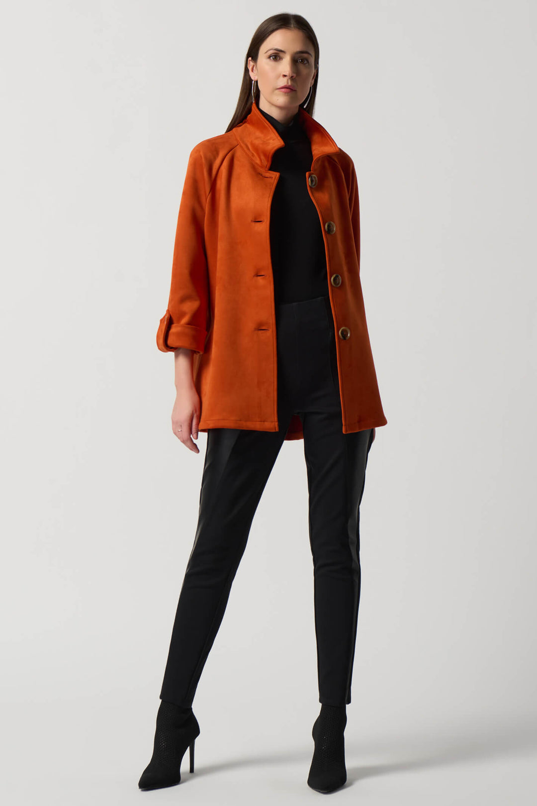 Joseph Ribkoff 233198 Tandoori Orange Faux Suede Jacket - Experience Boutique