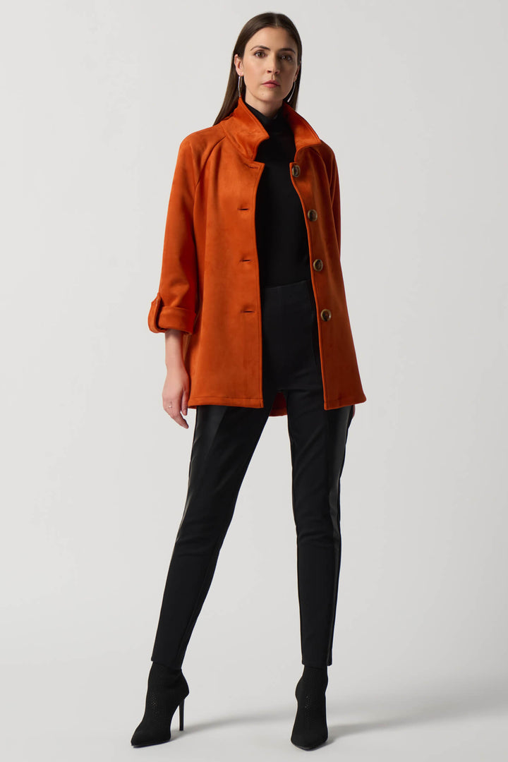 Joseph Ribkoff 233198 Tandoori Orange Faux Suede Jacket - Experience Boutique
