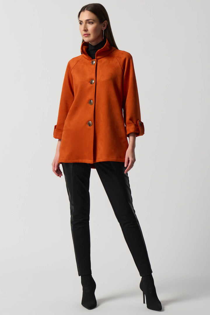 Joseph Ribkoff 233198 Tandoori Orange Faux Suede Jacket - Experience Boutique