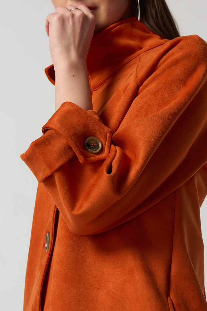 Joseph Ribkoff 233198 Tandoori Orange Faux Suede Jacket - Experience Boutique