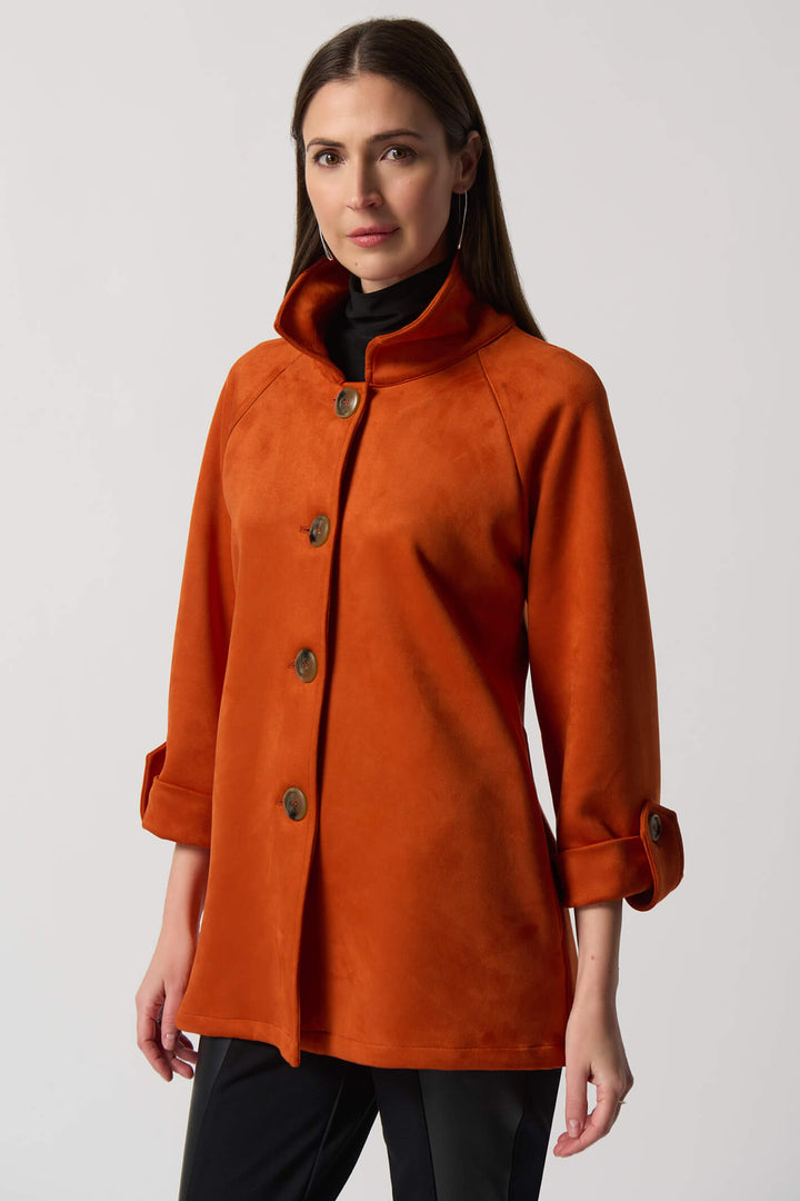 Joseph Ribkoff 233198 Tandoori Orange Faux Suede Jacket - Experience Boutique