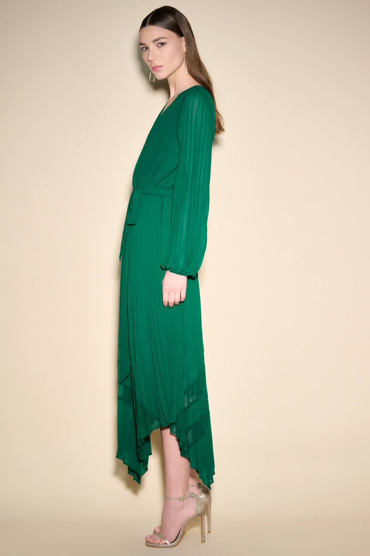 Joseph Ribkoff 233708 Emerald Green Pleated Dress - Experience Boutique