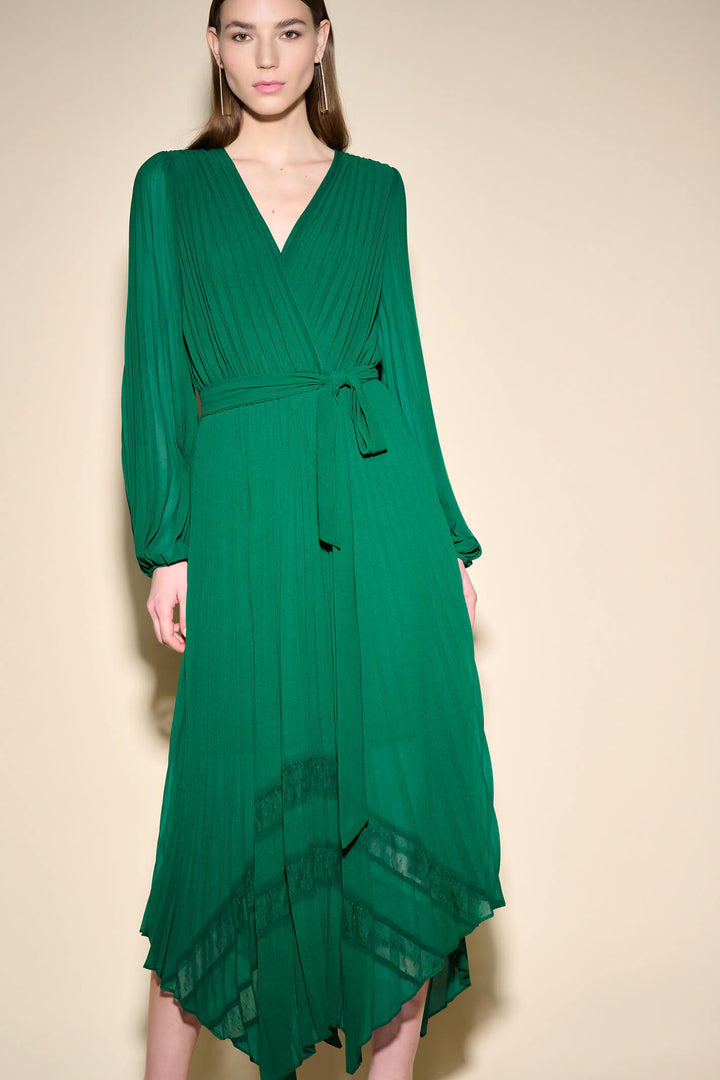 Joseph Ribkoff 233708 Emerald Green Pleated Dress - Experience Boutique