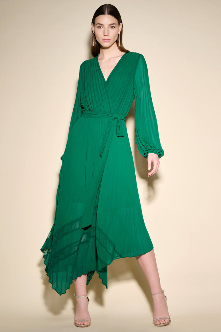 Joseph Ribkoff 233708 Emerald Green Pleated Dress - Experience Boutique