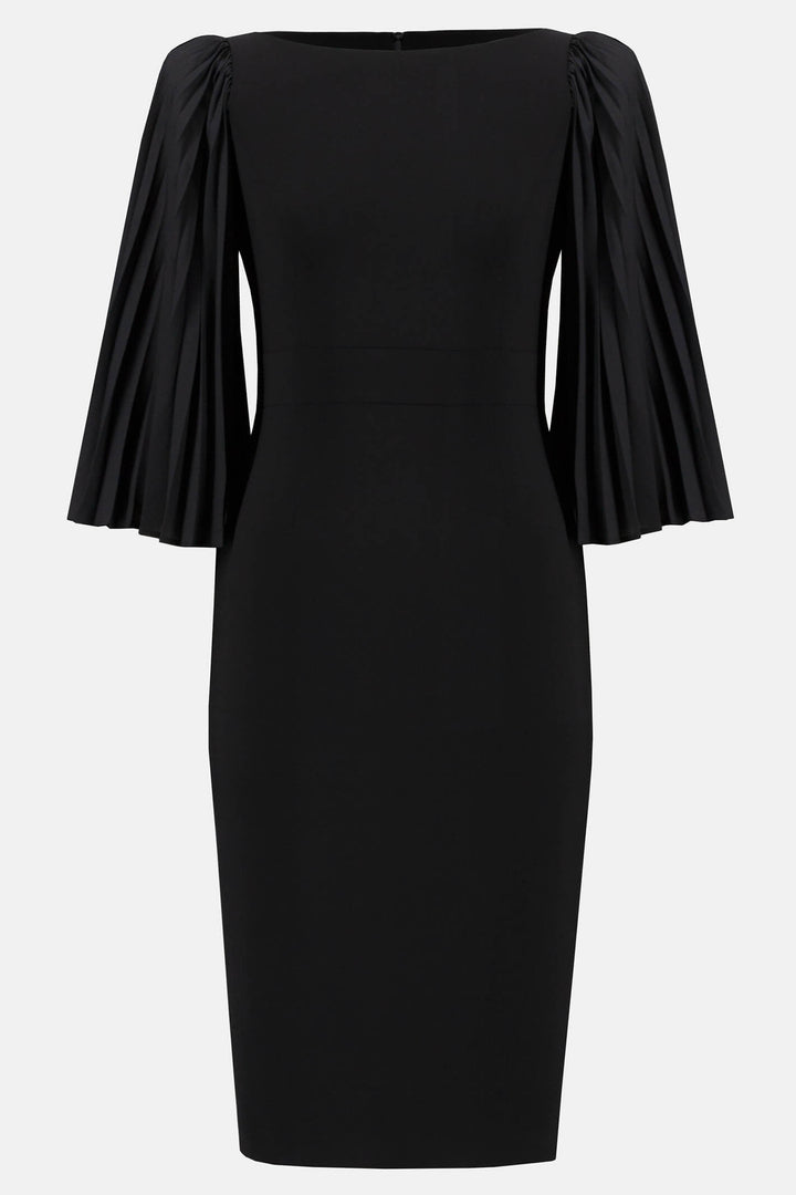 Joseph Ribkoff 233766 Black Pleated Angel Sleeve Dress - Experience Boutique