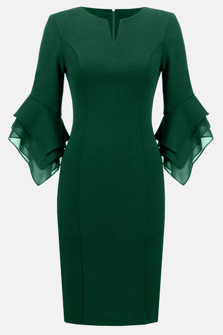 Joseph Ribkoff 233771 Emerald Green Ruffle Sleeve Cocktail Dress - Experience Boutique