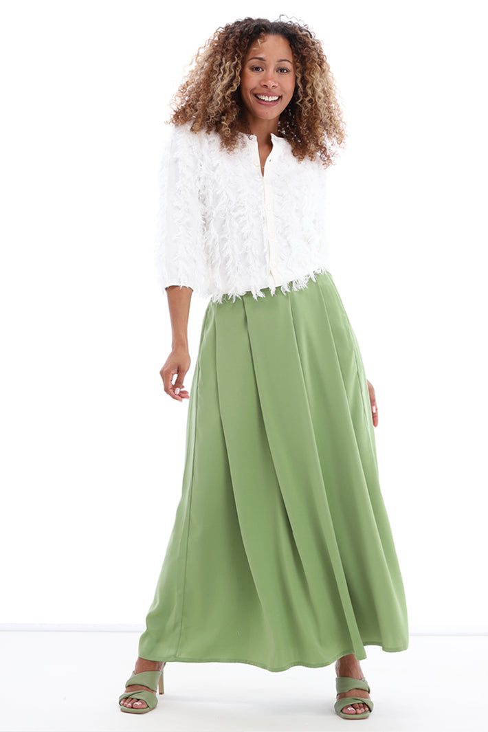 K-Design Cardigan Button Front Fringes Ecru A847 - Experience Boutique