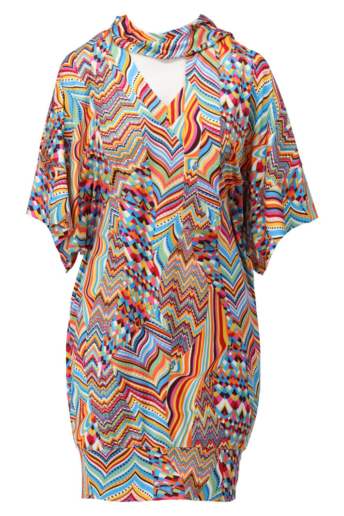 K-Design Dress Dolman Sleeves Multicolour Zig Zag A109 P911 - Experience Boutique