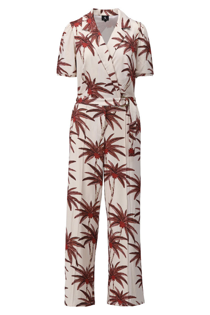 K-Design Jumpsuit Palm Tree Beige Brown A310 P952 - Experience Boutique