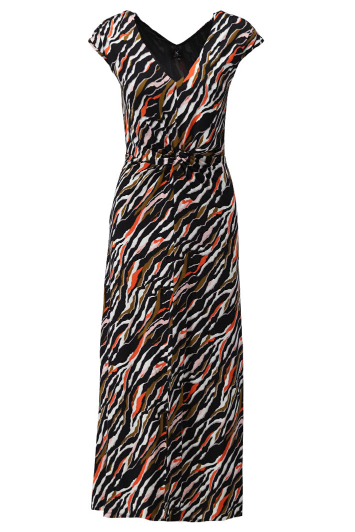 K Design Y116 Khaki Animal Print V-Neck Maxi Dress - Experience Boutique