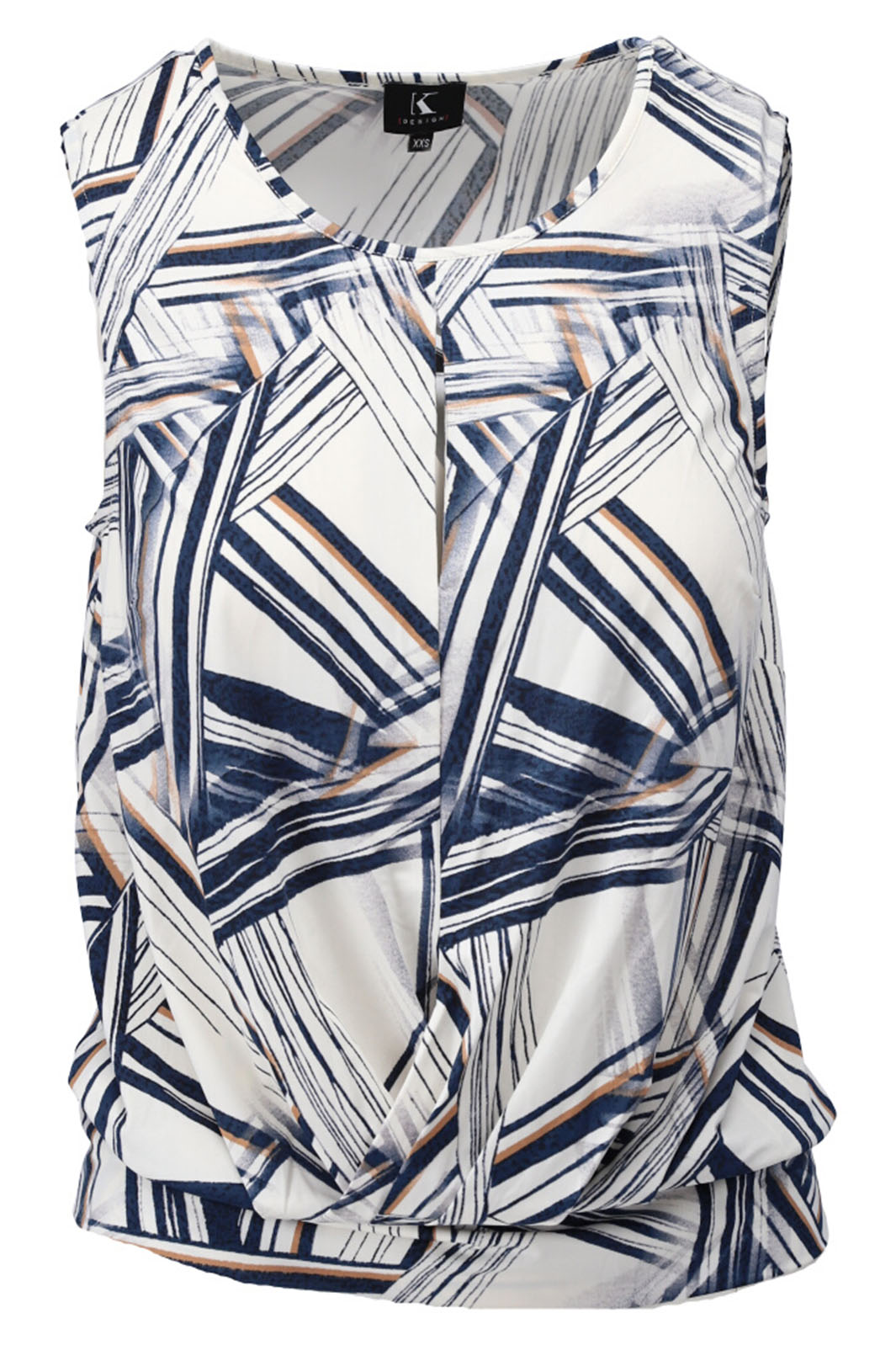 K Design Y202 P701 Navy Print Sleeveless Knot Top - Experience Boutique
