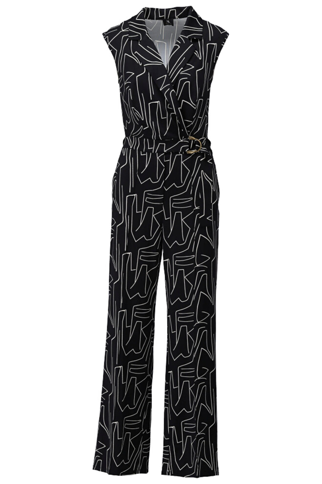 K Design Y315 P744 Black Geometric Print Jumpsuit - Experience Boutique