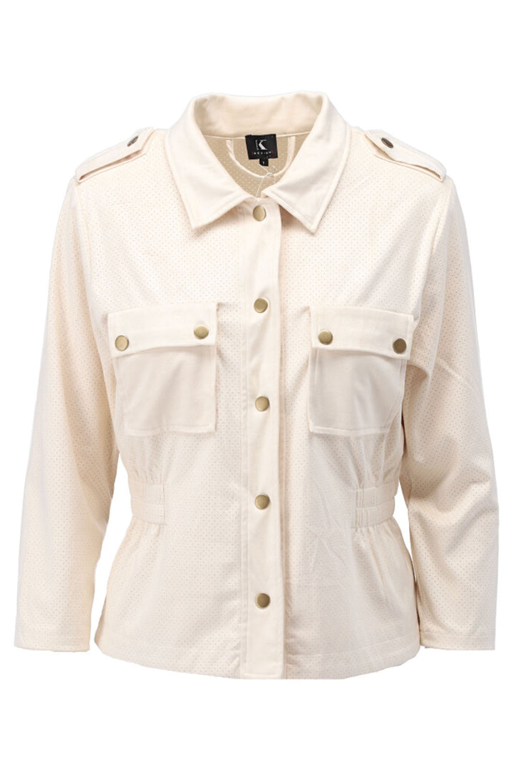 K Design Y910 Cream Parchment Suede Look Jacket - Experience Boutique