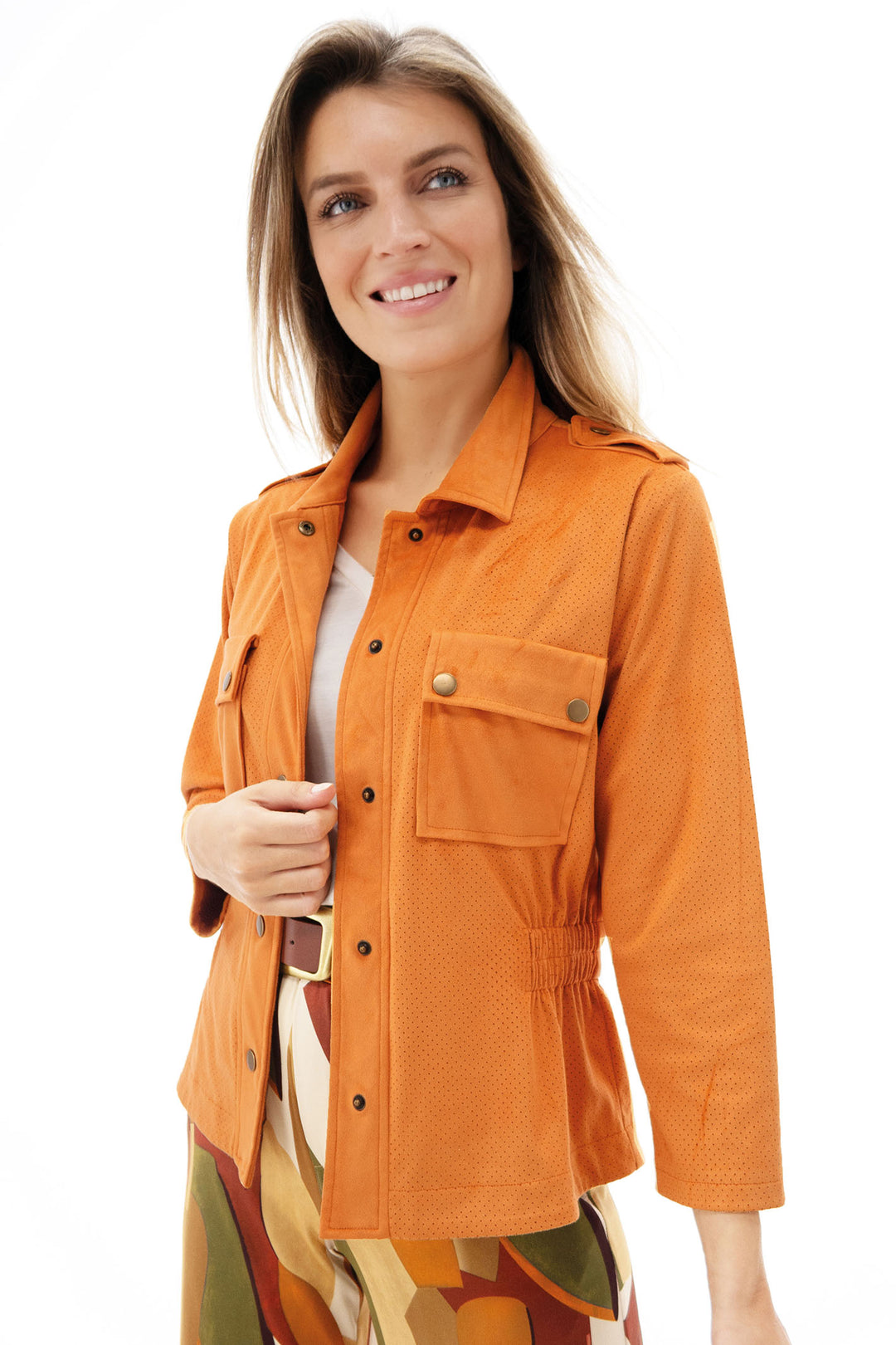 K Design Y910 Orange Marmalade Suede Look Jacket - Experience Boutique