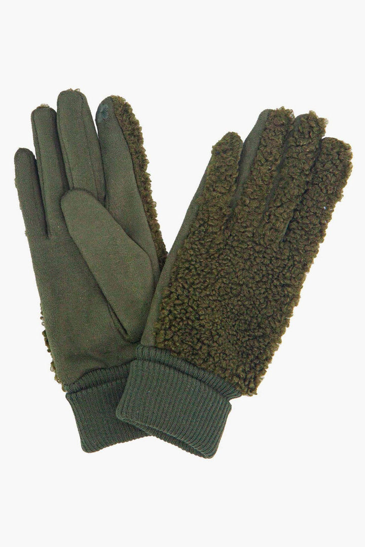 Khaki Borg Fleece Luxurious Gloves