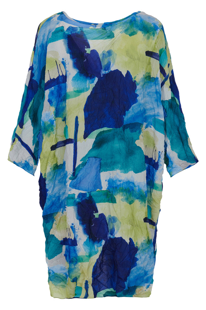 Kozan Dress Nile Albers Blue Lime Print CR-1503 - Experience Boutique