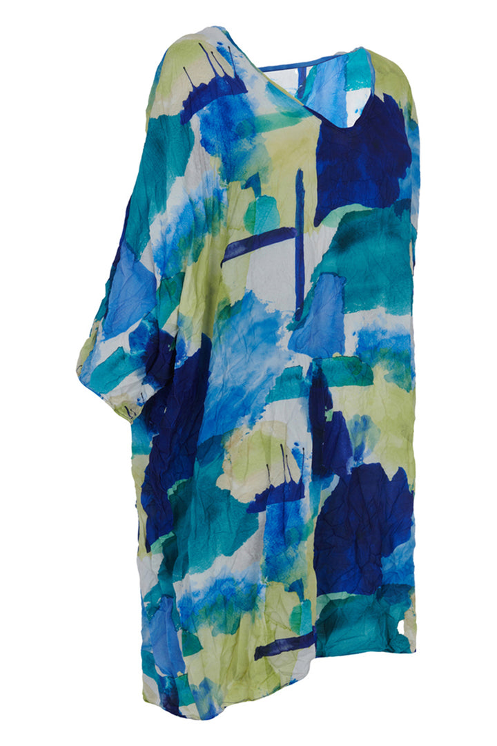 Kozan Dress Nile Albers Blue Lime Print CR-1503 - Experience Boutique