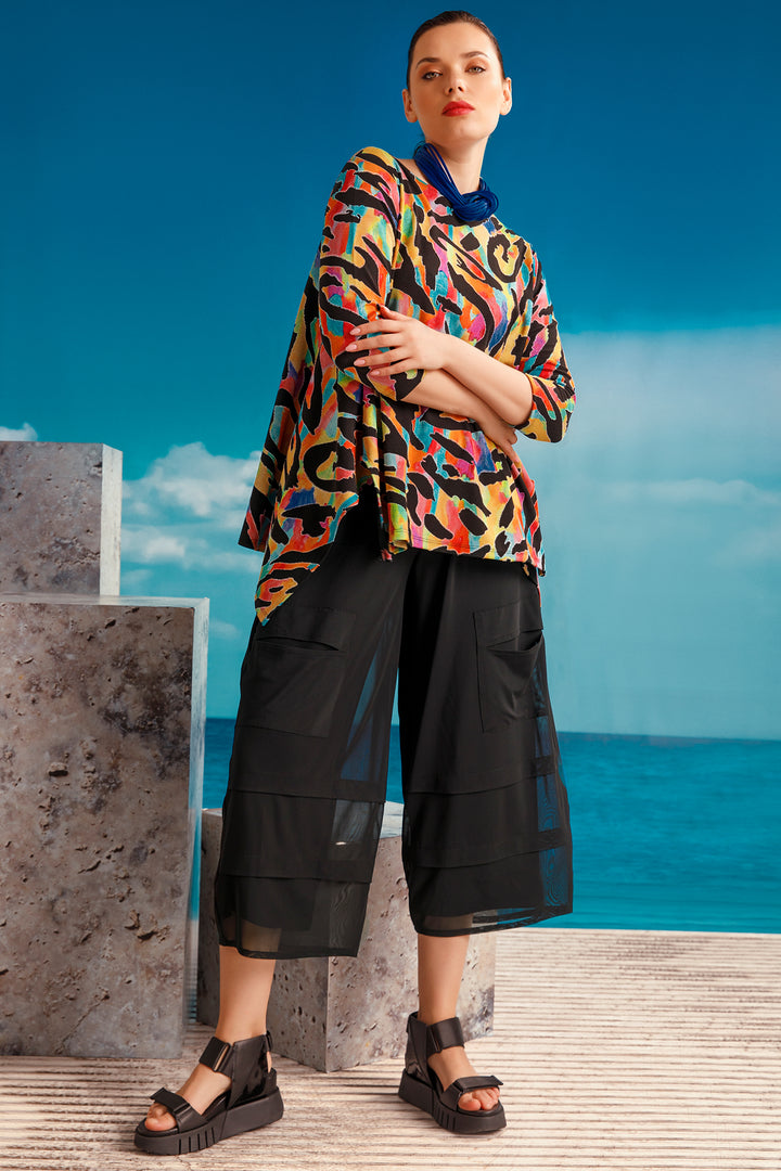 Kozan Top Juliette Candy Black Multicolour Print TS-4145 - Experience Boutique