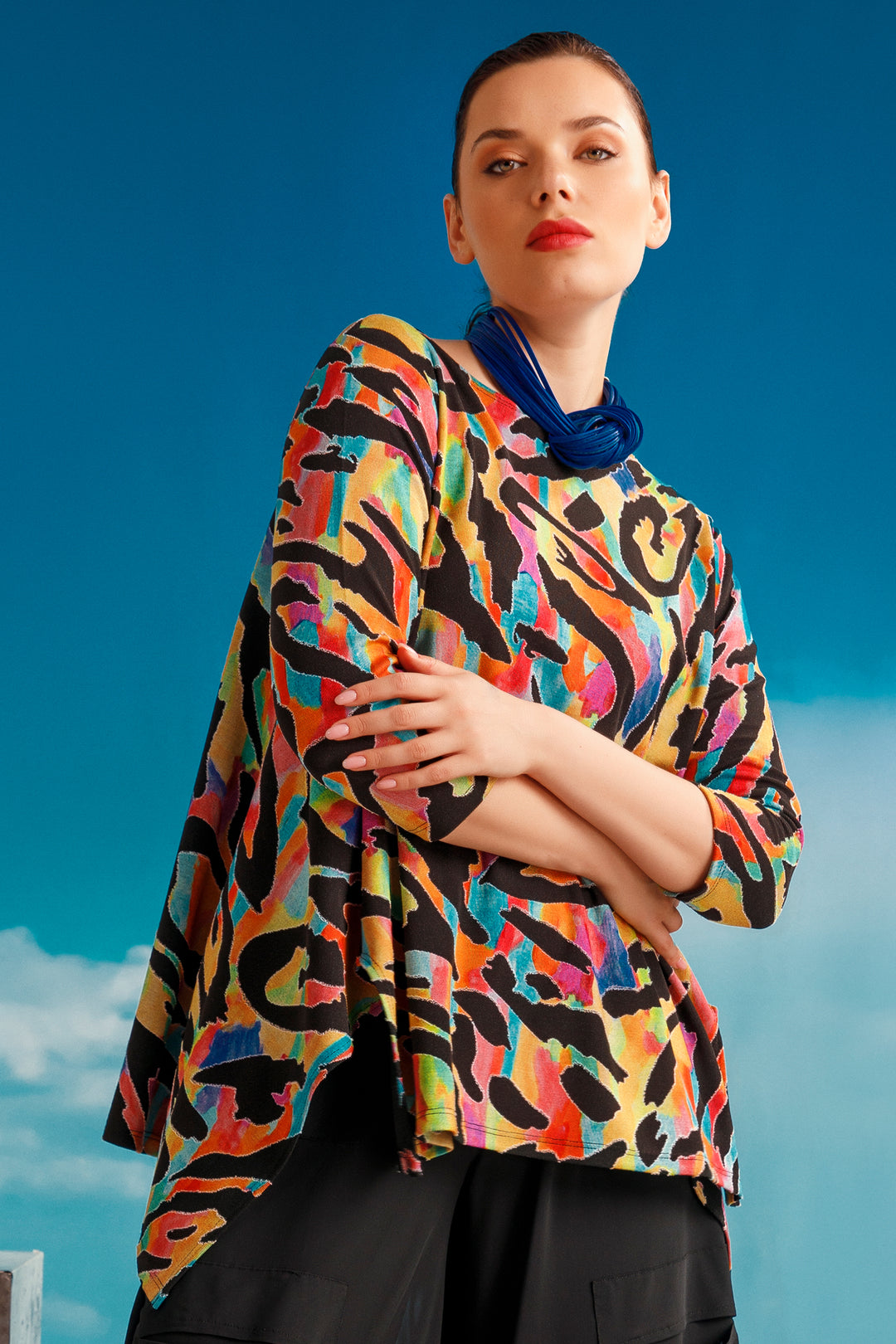 Kozan Top Juliette Candy Black Multicolour Print TS-4145 - Experience Boutique