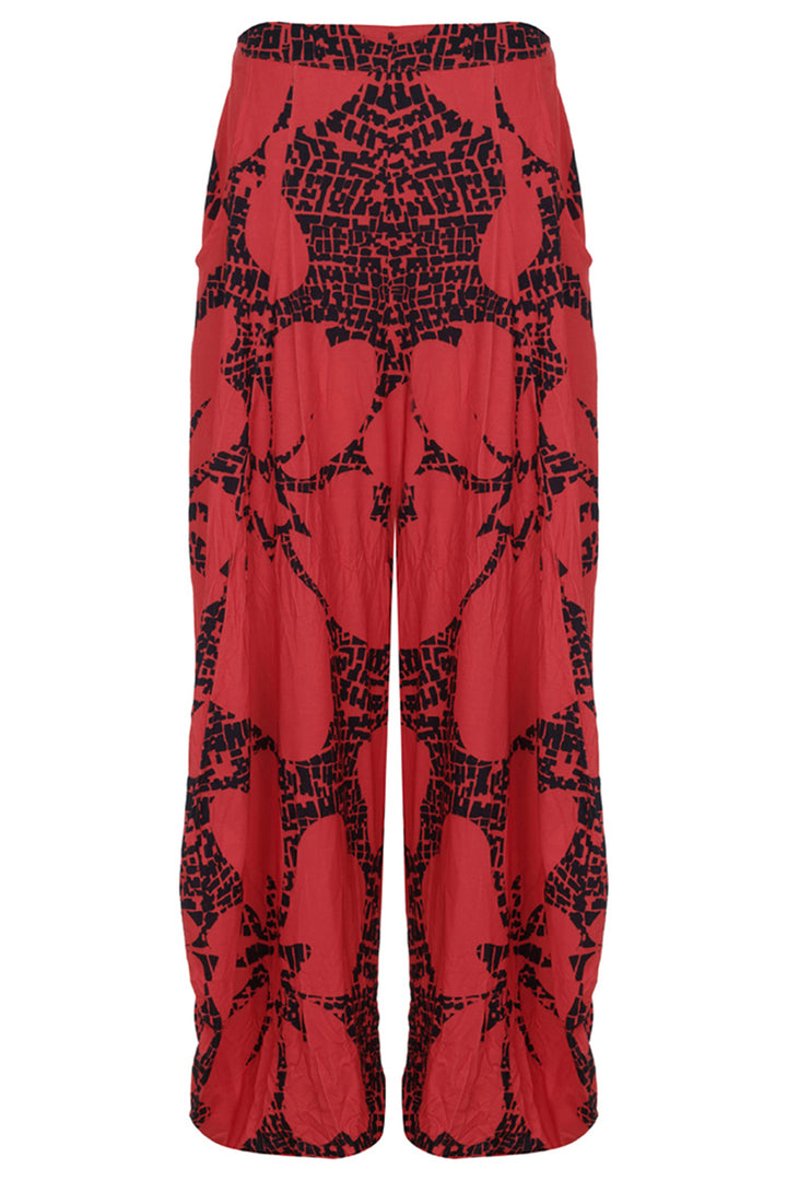 Kozan Trousers Jade Hibiscus Red Print CV-3911 - Experience Boutique