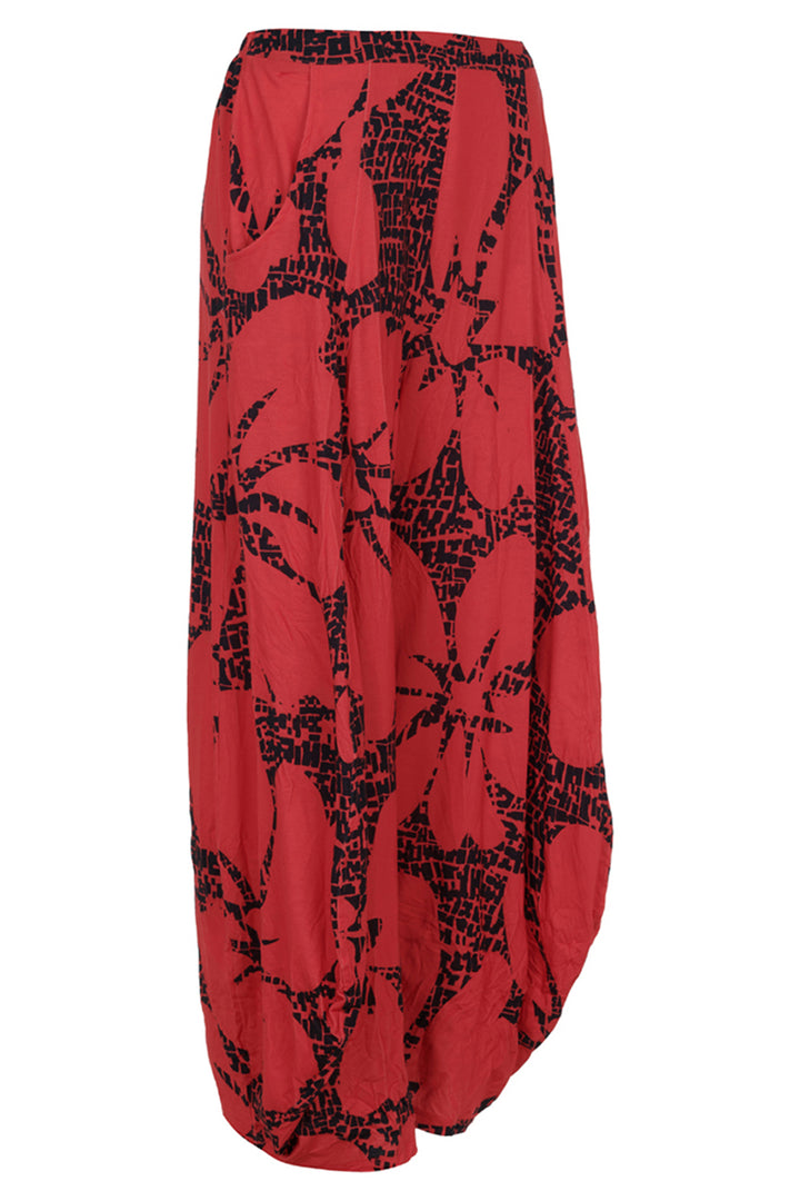 Kozan Trousers Jade Hibiscus Red Print CV-3911 - Experience Boutique